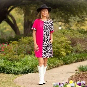 open lace back dress Infant/Toddler Cowgirl Hardware Pink Cowgirl Horse Calf Long Sleeve Dress main image 1